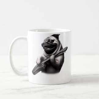 Pug Playing Guitar - Funny Rock Music Guitar Pug Kaffeetasse