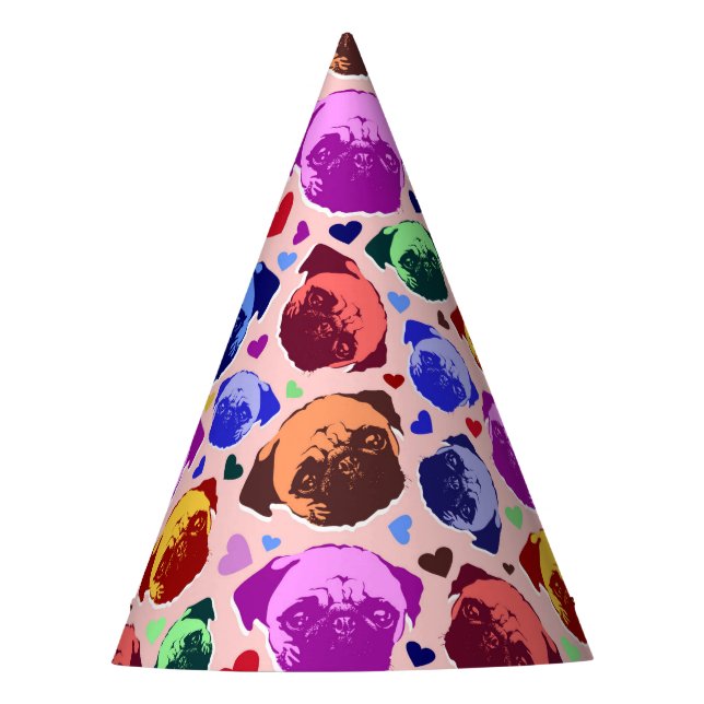Pug Puppy Dog PopArt Retro Style Partyhütchen (Vorderseite)