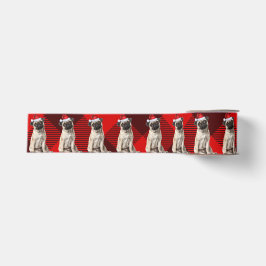 Pug Red Buffalo Holiday Plaid Funny Dog Christmas Ripsband