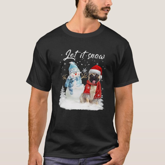 Pug Santa Dog Christmas Snowman Xmas Pajama T-Shirt (Vorderseite)
