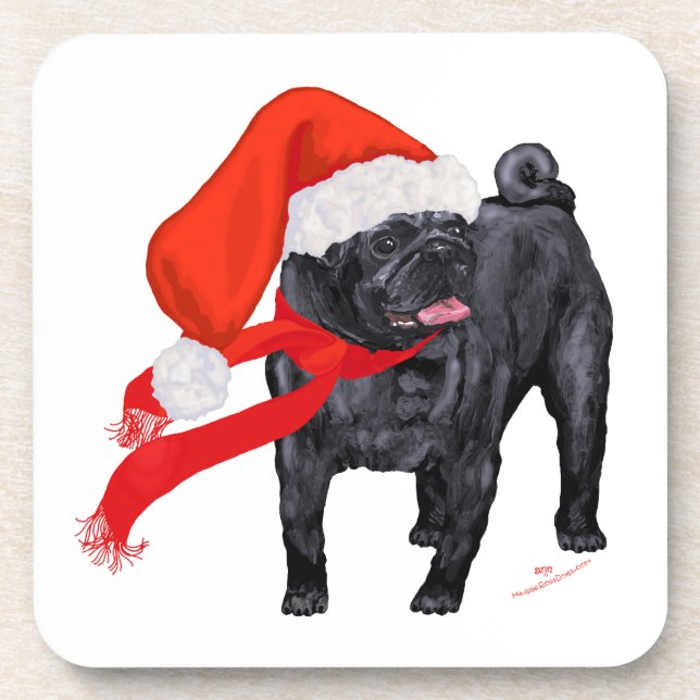 Pug Santa's Helper Untersetzer (Vorderseite)