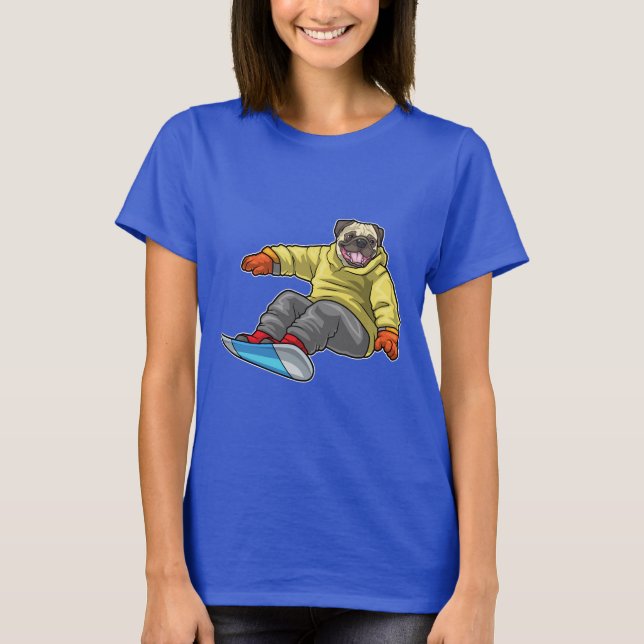 Pug Snowboarder Snowboard T-Shirt (Vorderseite)