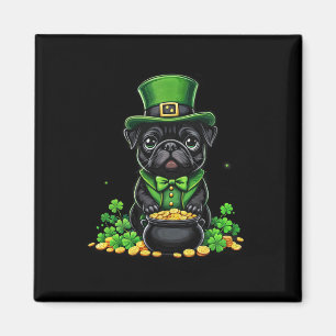 Pug St. Patricks Day Süßer Pug Kobold Kleeblatt I Magnet