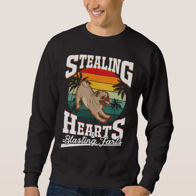 Pug Stealing hearts & blasting farts Valentine's D Sweatshirt (Vorderseite)