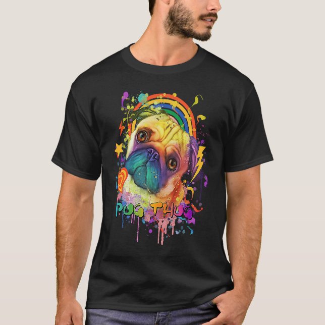 Pug Thug Dutch Bulldog Animal Pun Pug Owner Animal T-Shirt (Vorderseite)