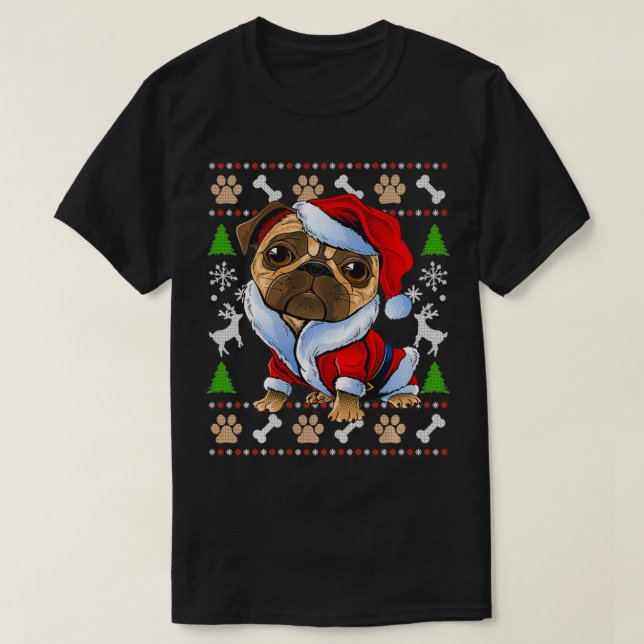 Pug Ugly Christmas Sweater Santa Claus Pug Xmas Gi T-Shirt (Design vorne)