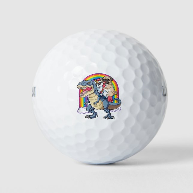 Pug Unicorn Dinosaur T Rex Kids Golfball (Vorderseite)