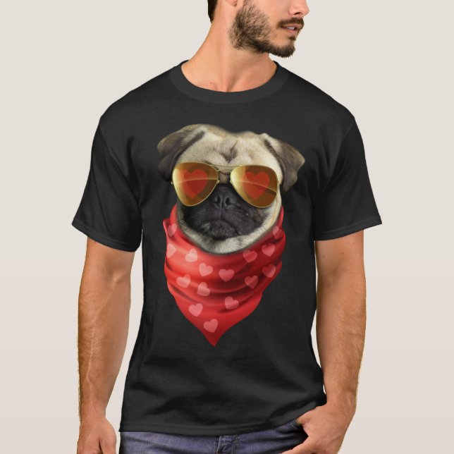 Pug  Valentines Day Heart Cute Valentine  Dog T-Shirt (Vorderseite)