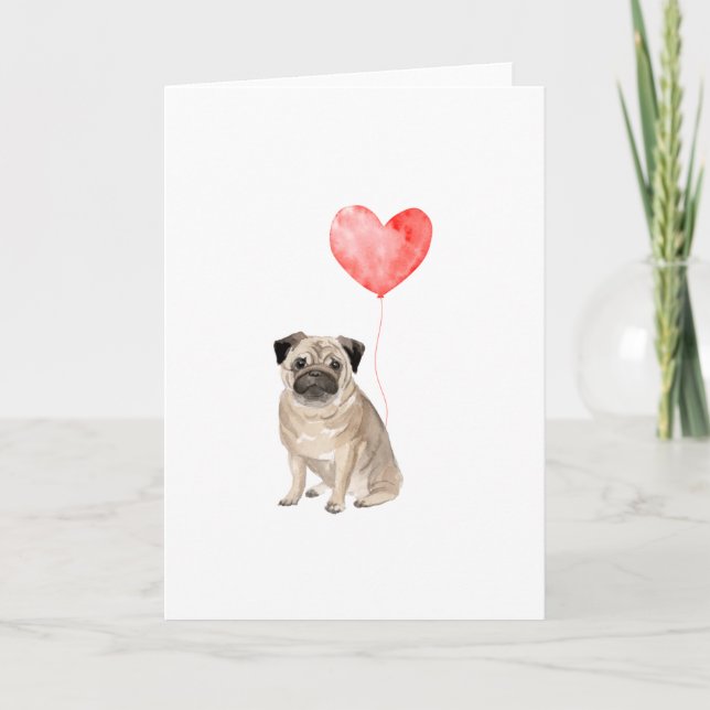  Pug Valentines, Dog Valentines Feiertagskarte (Vorderseite)