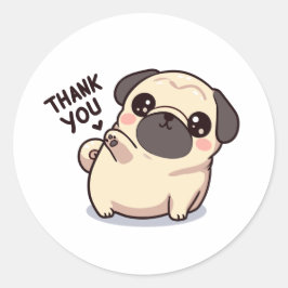 Pug - Vielen Dank Runder Aufkleber