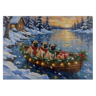 Pug-Weihnachtsboot-Feiertag Schneidebrett