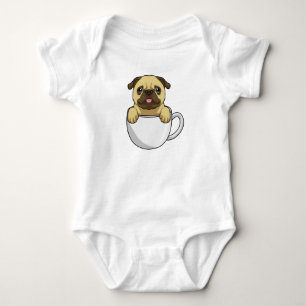 Pug with Cup of Coffee Baby Strampler