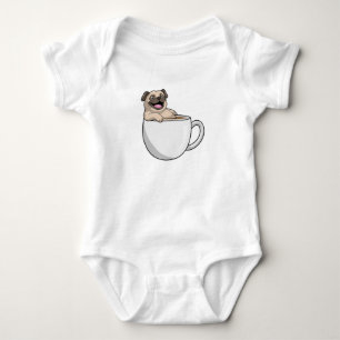 Pug with Cup of Coffee Baby Strampler