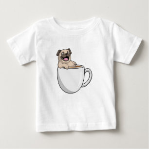 Pug with Cup of Coffee Baby T-shirt