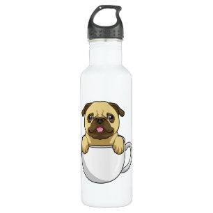 Pug with Cup of Coffee Edelstahlflasche