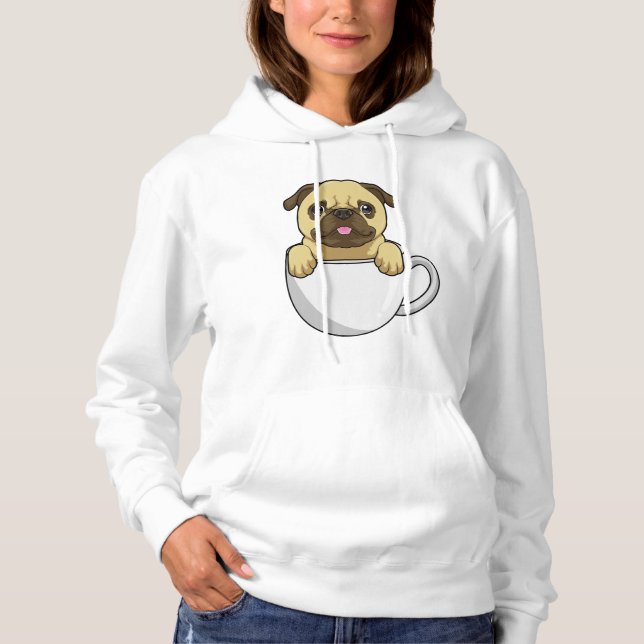 Pug with Cup of Coffee Hoodie (Vorderseite)
