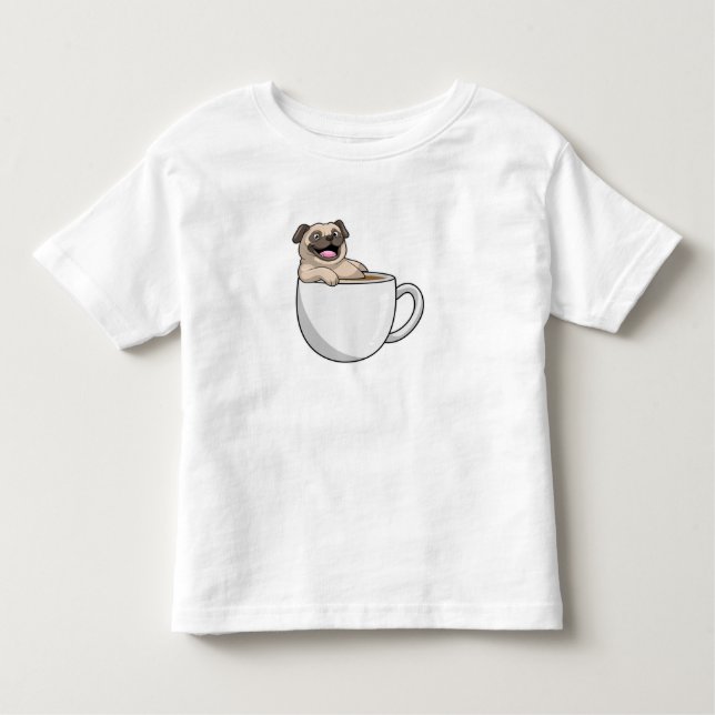 Pug with Cup of Coffee Kleinkind T-shirt (Vorderseite)