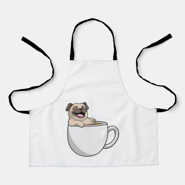 Pug with Cup of Coffee Schürze (Vorderseite)