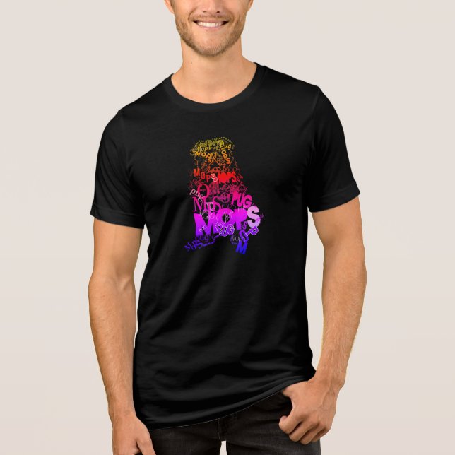 Pug-Wortkunst Regenbogenfarben  Tri-Blend Shirt (Vorderseite)