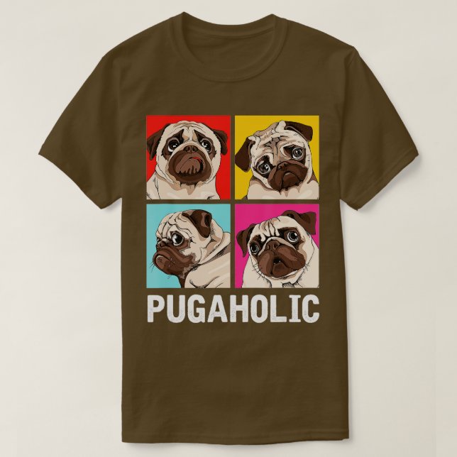 Pugaholic Mops Lovers Gift T-Shirt (Design vorne)