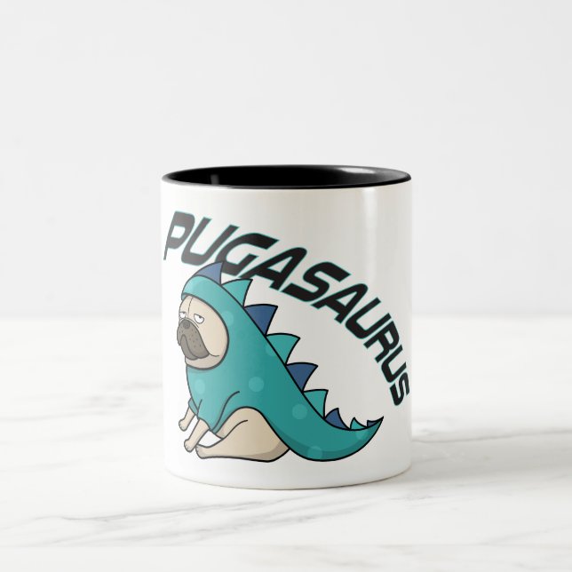 Pugasaurus Mops Dog Zwei Toner Tasse (Mittel)