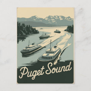 Puget Sound Washington Antik Postkarte