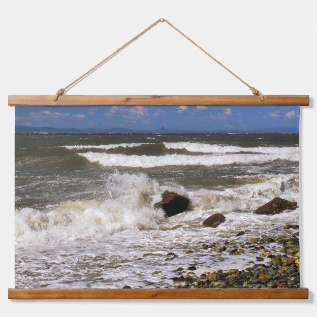 Puget Sound Washington Beach Foto Wandteppich Mit Holzrahmen (Vorne)