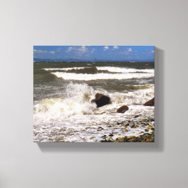 Puget Sound Washington Rocky Beach Waves Foto Leinwanddruck