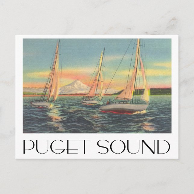 Puget Sound Washington Vintage Style Postkarte (Vorderseite)