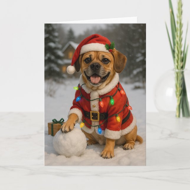 Puggle Christmas Card Karte (Vorderseite)