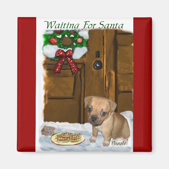 Puggle Christmas Geschenke Magnet (Vorne)