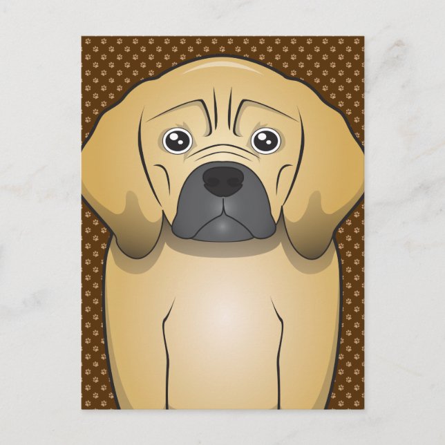 Puggle Dog Cartoon Paws Postkarte (Vorderseite)