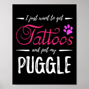 Puggle Dog Lover Tattoo Shirt Funny Dog Mama Gesch Poster