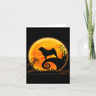 Puggle-Hund und Mond Lustiges Halloween-Kostüm für Karte