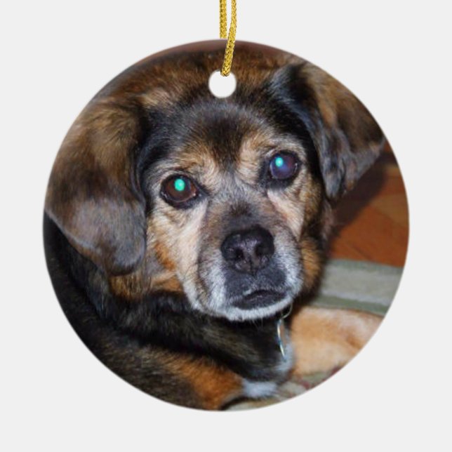 Puggle HundChrstmas Verzierung Keramikornament (Vorne)