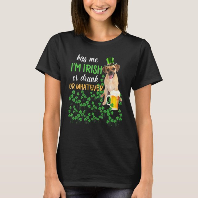 Puggle Küss mich, ich bin Ire oder betrunken oder  T-Shirt (Vorderseite)