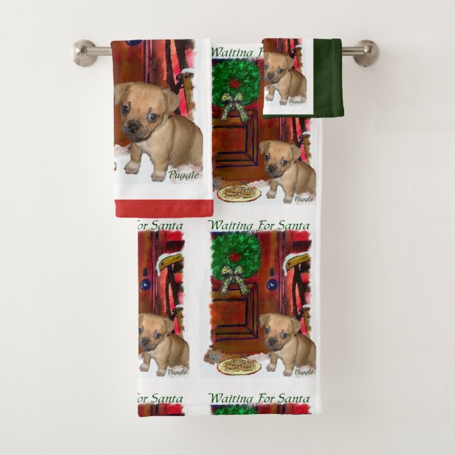 Puggle Puppy Christmas Badhandtuch Set (Insitu)