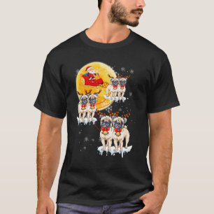 Puggle-Rentier-Weihnachten-Santa-Reit-Mops-Pyjama T-Shirt