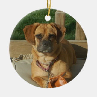 Puggle Weihnachtsverzierung Keramikornament