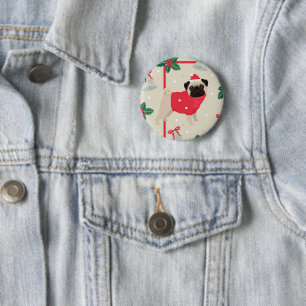 Puggy Christmas Button