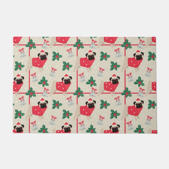 Puggy Christmas Doormat Fußmatte (Vorderseite)
