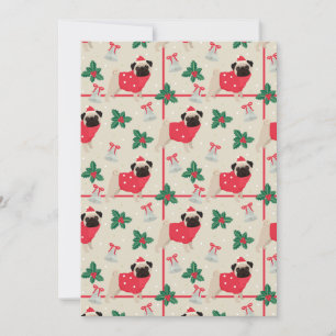 Puggy Christmas Flat Grußkarte Einladung