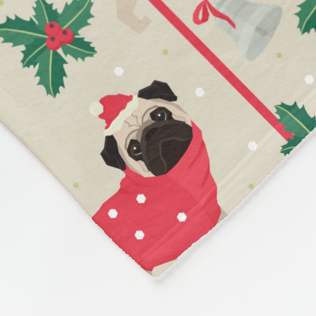 Puggy Christmas Fleece-Decken Fleecedecke (Ecke)
