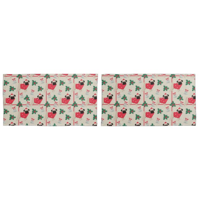 Puggy Christmas Pillowcases Kissenbezug (Vorderseite-Set)