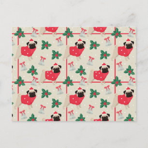 Puggy Christmas Postcard Postkarte