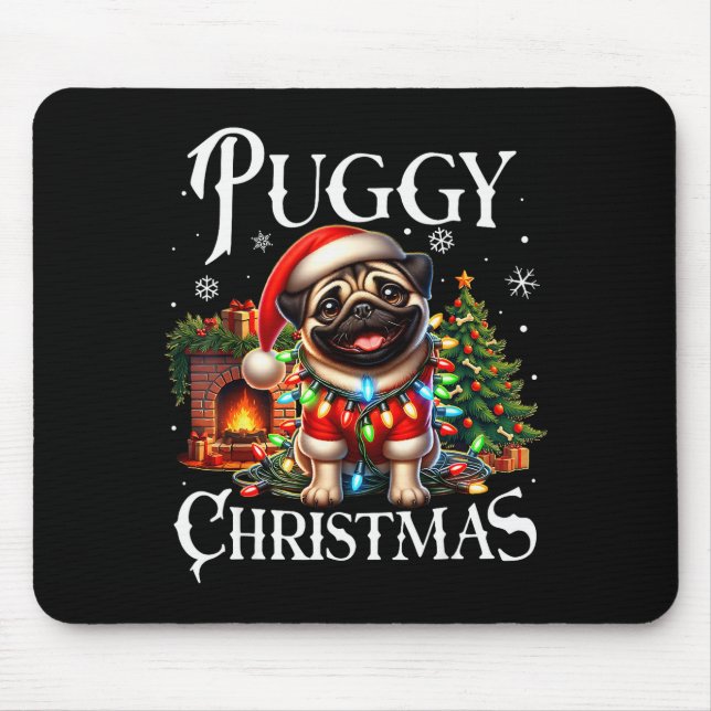 Puggy Christmas Pug Xmas Pug Santa Claus Pug  Mousepad (Vorne)