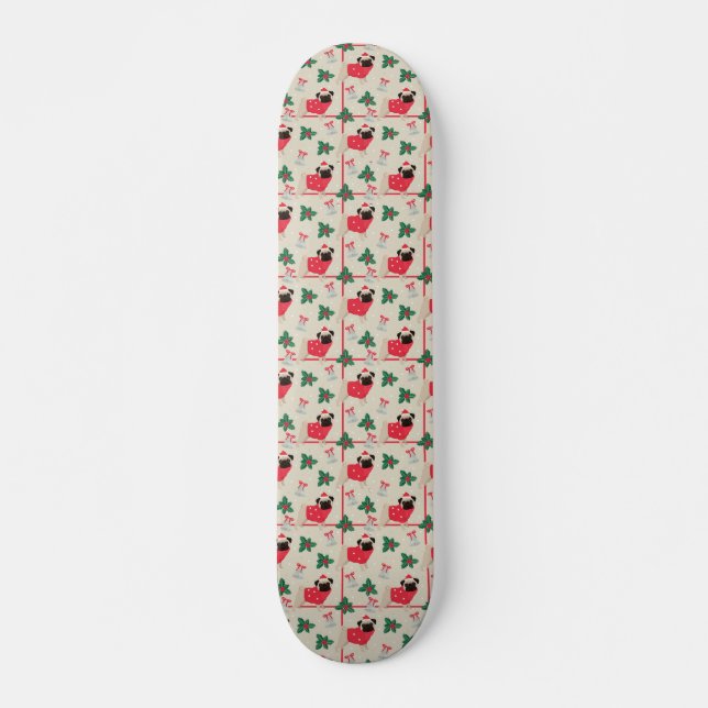 Puggy Christmas Skateboard (Vorne)