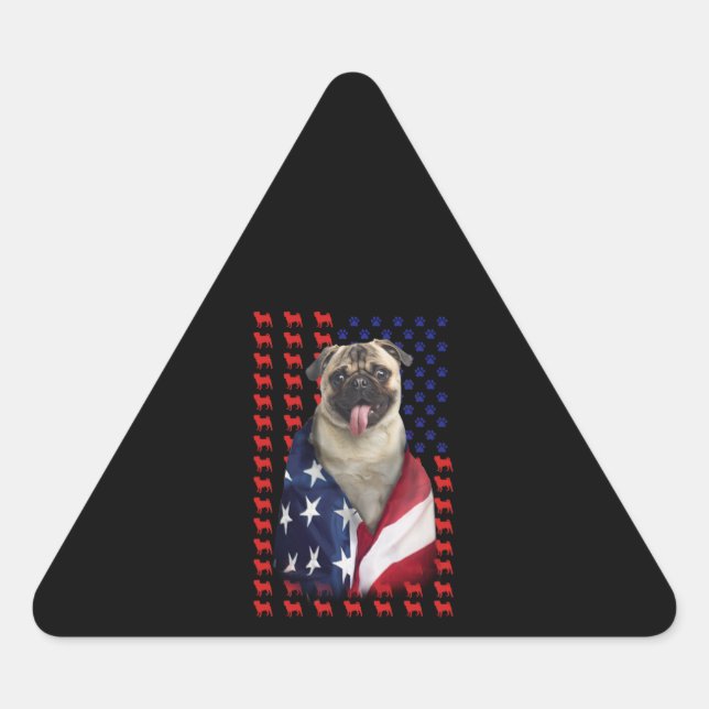 Puggy USA Flag Dreieckiger Aufkleber (Vorderseite)
