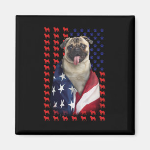 Puggy USA Flag Magnet