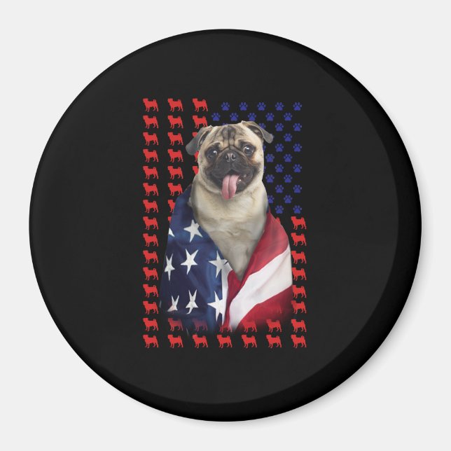 Puggy USA Flag Magnet (Vorne)